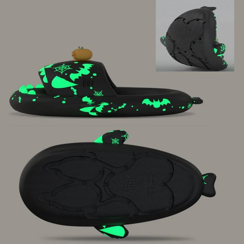 Luminous Couple Slides Shark Slippers Men Women House Christmas Shoes Unisex Indoor Halloween Pumpkin Slippers Fashion Gifts