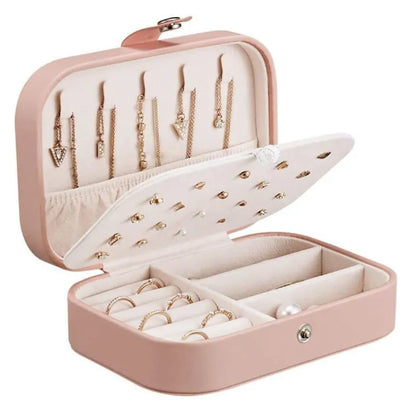 2022 Portable Jewelry Box Jewelry Organizer Display Travel Jewelry Case Boxes Button Leather Storage Zipper Jewelers Joyero