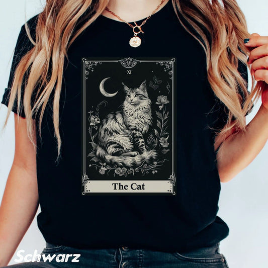 Cute Goblincore T Shirt Cat Witchy Whimsigoth Celestial Fairycore Dark Cottagecore Tarot Card Nature Aesthetic Autumn