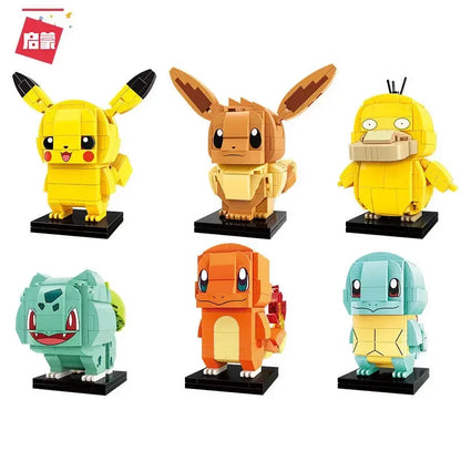 Music Box Rotation Pet Elf Building Block Compatible with Lego Pokemon Picchu Frog Seed Cartoon Toys Gifts