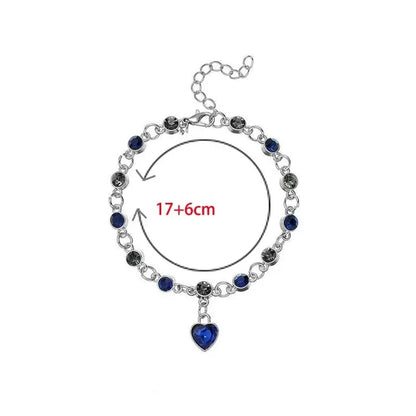 Women Silver Color Lucky Bracelet Female Blue Crystal Heart Charm Pulseras Bracelet Bridal Wedding Engagement Fine Jewelry Gift