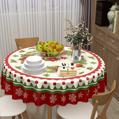 1pc, Polyester Tablecloth, Merry Christmas Table Cover, Snowflake Pattern Table Cover, Christmas Atmospheric Table Cover, Holida