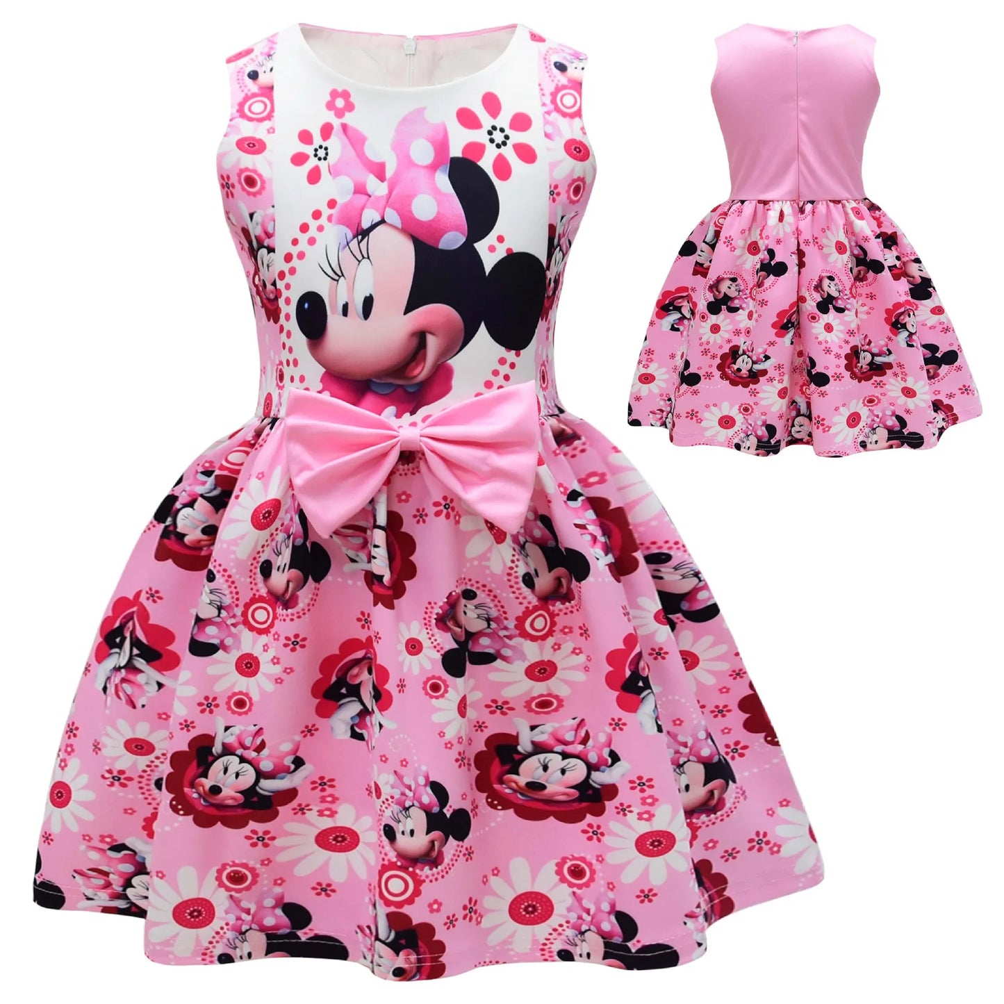 2024 Disney Minnie Children's Dress Mickey Mouse Girl Dress for Girls Birthday Party Tutus Halloween Costume for Kids Cartoon