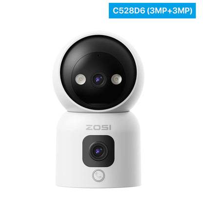 ZOSI C528 6MP/4MP HD Dual-Lens Indoor WiFi Security Camera Plug-in 360° Views Pan/Tilt Home Surveillance Baby/Pet Dog Monitor