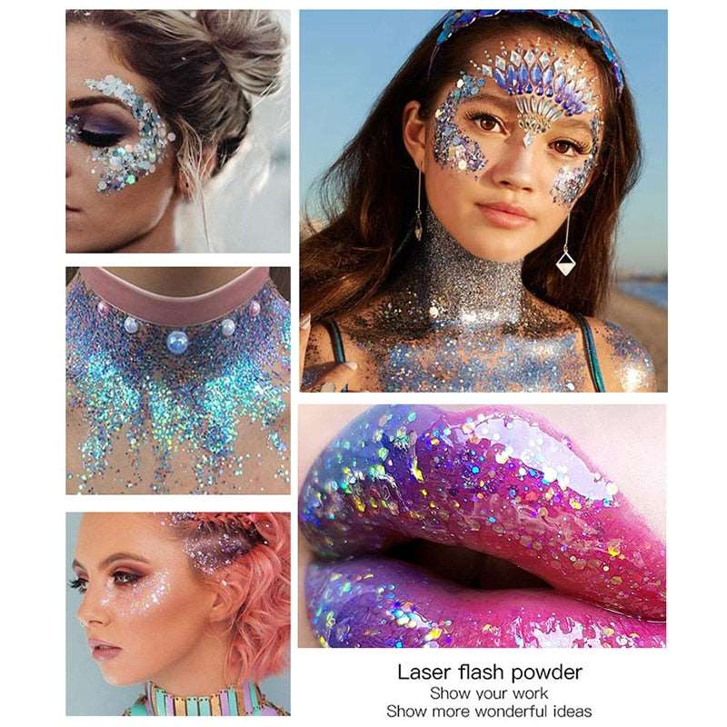 1pcs Eyeshadow Sequins Face Eye Glitter Sequin Gel Diamond Shiny Glitter Body Sequins Makeup Decorative For Party Festival