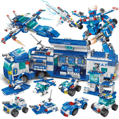 700PCS City Patrol Police Department Car Building Blocks Vehicle Trucks Inspired Action Figures Brick Toys for Kids