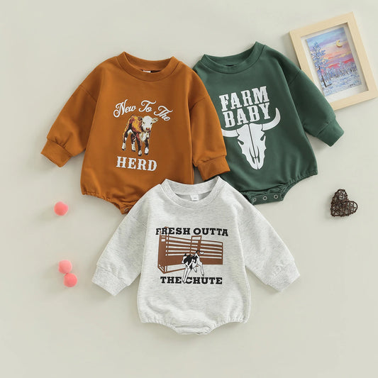 Citgeett Spring Autumn Infant Baby Boys Girls Jumpsuit Letter Print Long Sleeve Bodysuit Fall Clothes