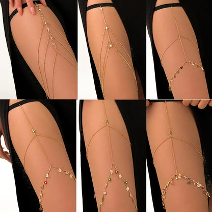 Bohemian Thigh Chain Simple Star Body Chains for Women Double-layer Metal Bodychain Fashion Thigh Jewelry Leg Cha