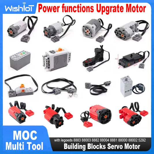 Power functions Upgrate Motor Technical Parts MOC Multi Tool Servo Train Motor 8293 8883 Building Blocks Receiver Control Set