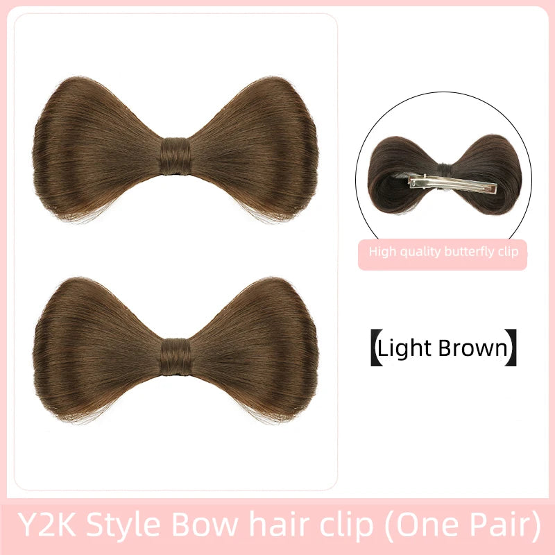 Synthetic Bow knot clip hair bun set clip style hair extensions hair chignons Chicken Feather Claw Double Ball Hair Bag