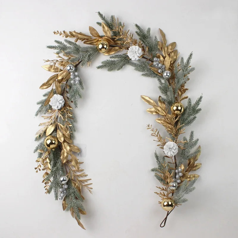 Artificial Christmas Wreath Branch Rattan Golden Garland For Front Door Hanging Wall Indoors Outdoors Christmas Ornament Decor