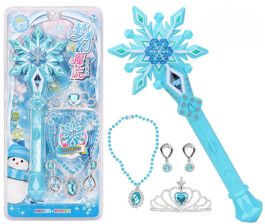 Disney girls frozen snowflake princess elsa Music Magic wand Ring crown box set Makeup Toys Birthday Christmas Gift