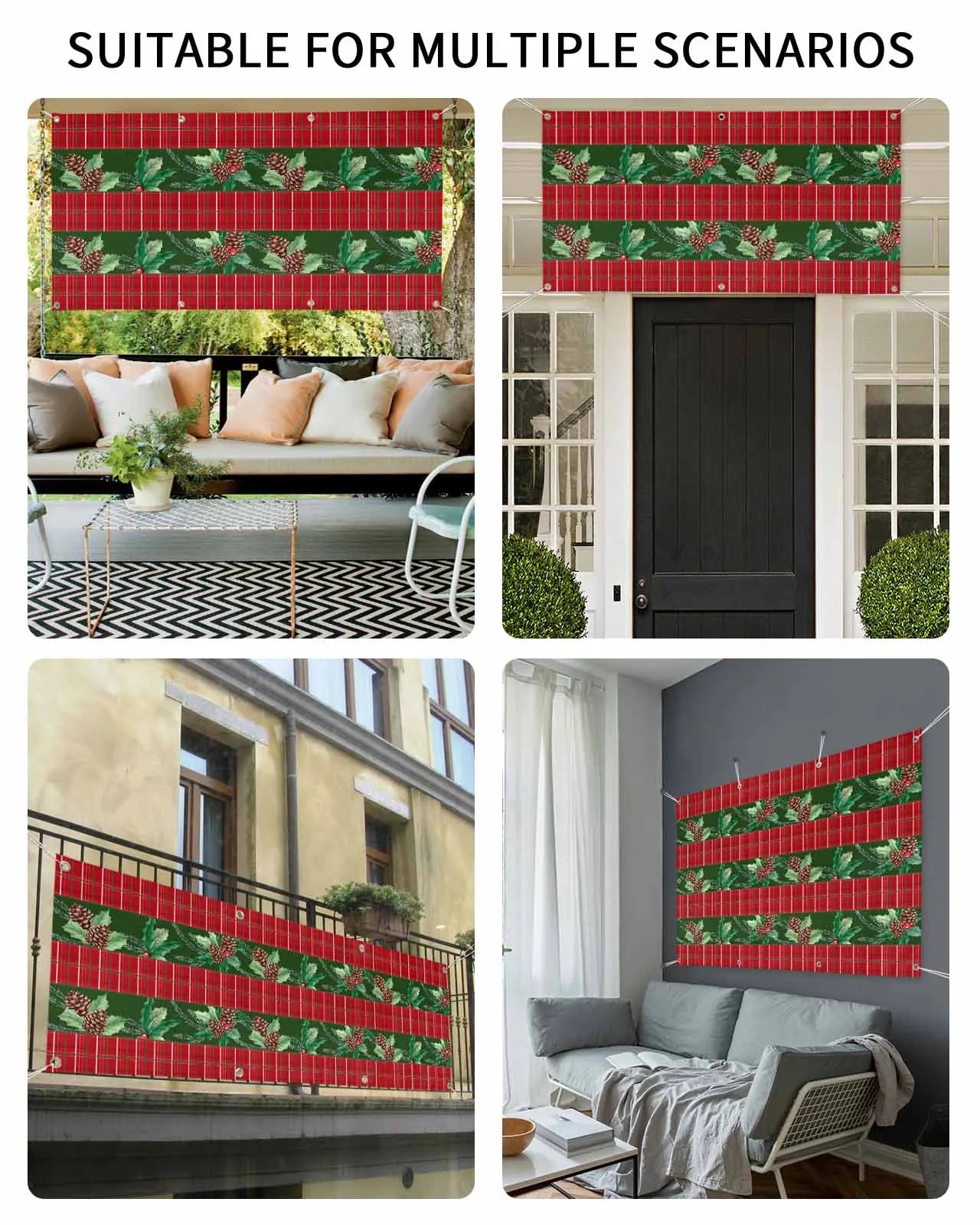 Christmas Plants Berries Decorate banners flags and commemorative days with 4 sizes to choose from customizable product patterns