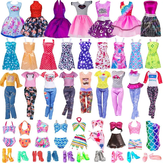 32pcs Doll Decorative Skirt Polyester Fairy Collection Clothes Mini Doll Dress Up Set Random Style for Changing Clothes Game