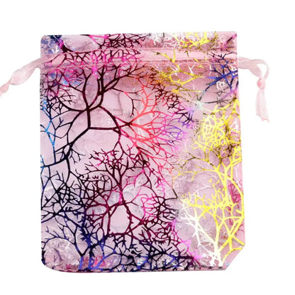 50pcs/Lot Drawable Colorful Tree Organza Packaging Bags 7x9cm 9x12cm 10x15cm 13x18cm Wedding Christmas Gift Jewelry Pouches