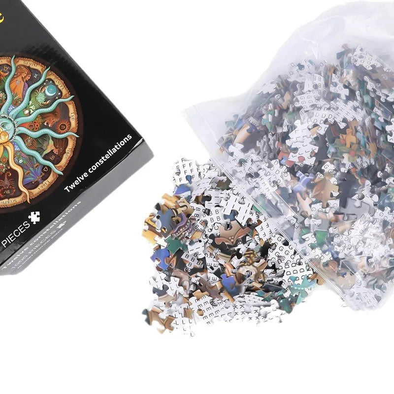 1000 Pcs Earth Puzzle Moon Puzzle And Twelve Constellations Puzzle Creative Stress Relieving Adult And Child Toy Birthday Gift