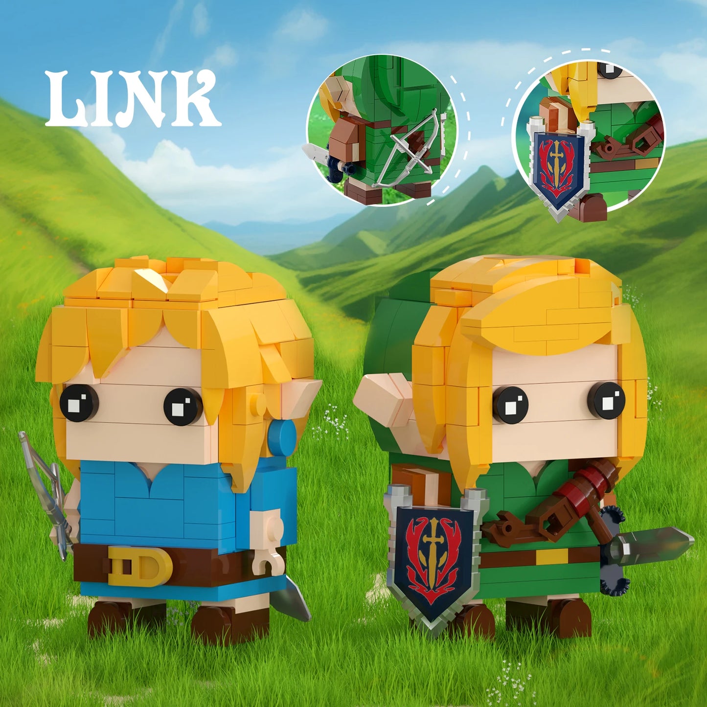 BuildMoc Breath Of The Wild Brickheadz Link Building Block Set For Zeldaed Character Collection Toys For Children Birthday Gifts