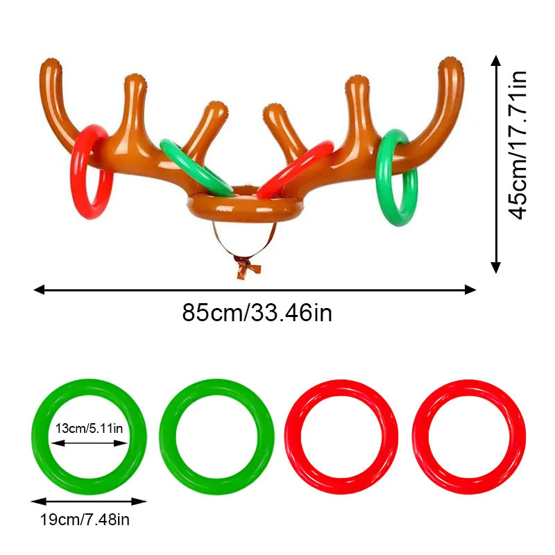 Christmas Game Inflatable Reindeer Antler Hat Ring Toss Kids Gifts Toys New Year Christmas Home Decoration Xmas Party Supplies