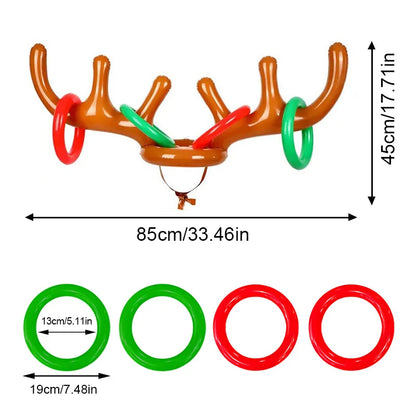 Christmas Game Inflatable Reindeer Antler Hat Ring Toss Kids Gifts Toys New Year Christmas Home Decoration Xmas Party Supplies