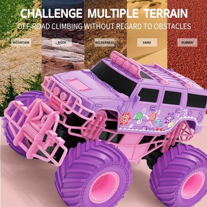 Pink RC Car Off-Road Big Wheel Electric Drive High Speed Purple 2.4G Remote Control Car Girls Trucks Toys for Children Christmas