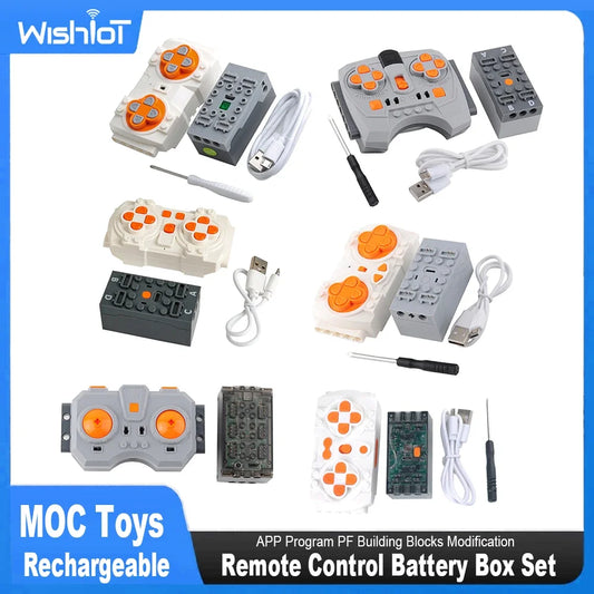 MOC Remote Control Set Rechargeable Battery Box Blue-tooth M Motor Speed Control APP Program PF Building Blocks Modification