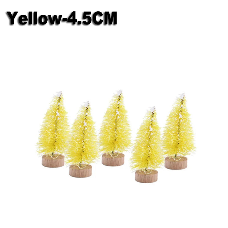 500Pcs Mini Christmas Tree Ornament Small Artificial Pine Sisal Snow Landscape Xmas Trees Christmas Tabletop Navidad Decor Gifts