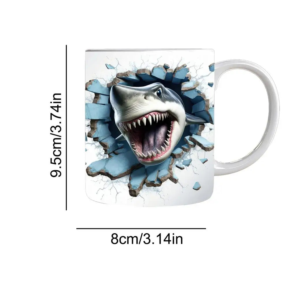 3D Shark Ceramic Mugs Ocean Ceramic Tea Cup Lovers Coffee Cup Christmas Gifts Creative Household kitchen Drinkware Accessories