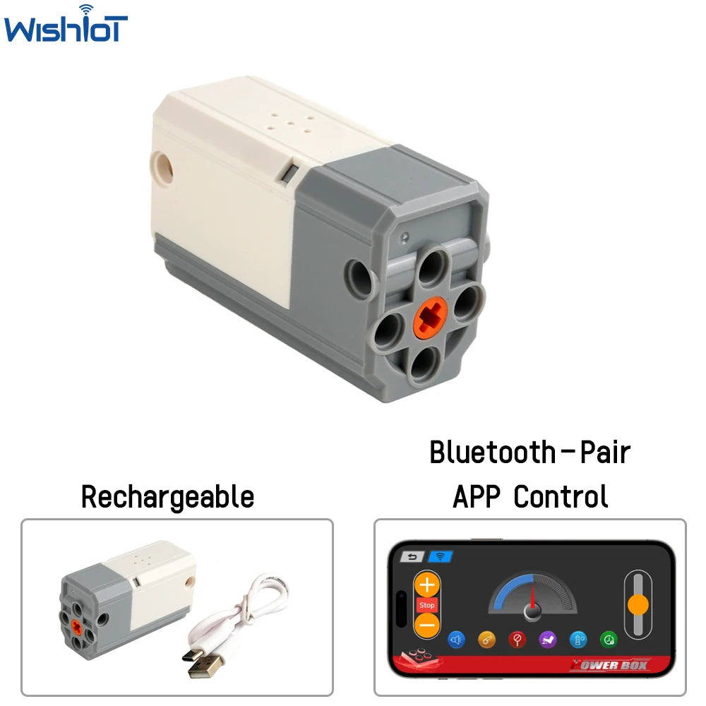 MOC Bluetooth-Pair Rechargeable M Motor 8883 88003 APP Control Compatible with Legoeds Building Blocks PF Car Train Modification