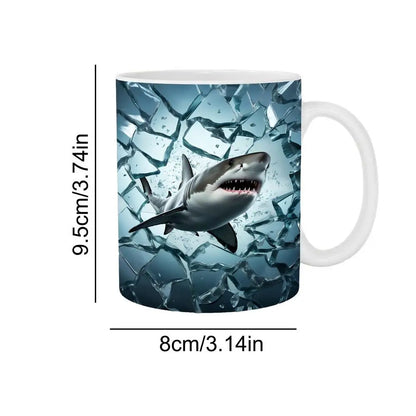 3D Shark Ceramic Mugs Ocean Ceramic Tea Cup Lovers Coffee Cup Christmas Gifts Creative Household kitchen Drinkware Accessories