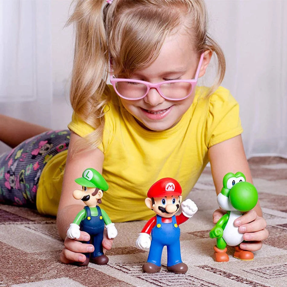 6pcs/set Super Mario Bros Cartoon Dolls Model Anime Figures Mario Creative Collectible Model Toys for kids Christmas Gift