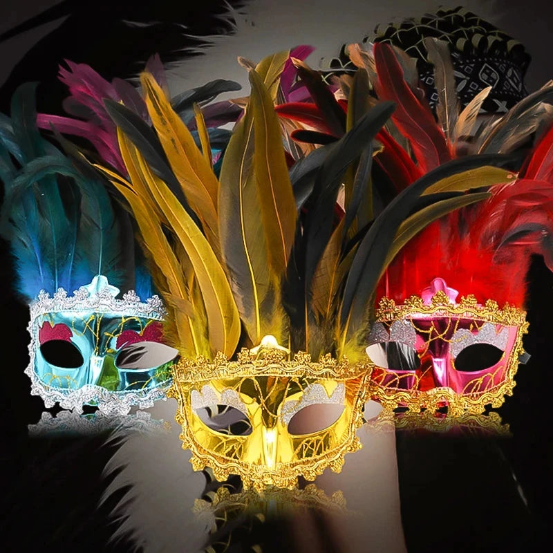 Party Mask Feather Masks Venetian Masquerade Halloween Indian Mask Cosplay Women Eye Masque Bar Nightclub Maske Ball Face