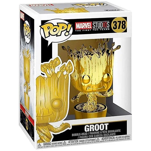 Funko Pop Marvel Studios 10 Anniversary Groot (Gold Chrome) 378 Galaxy Guardians Holiday Dancing Grooted 101 # Vinyl Figure toy