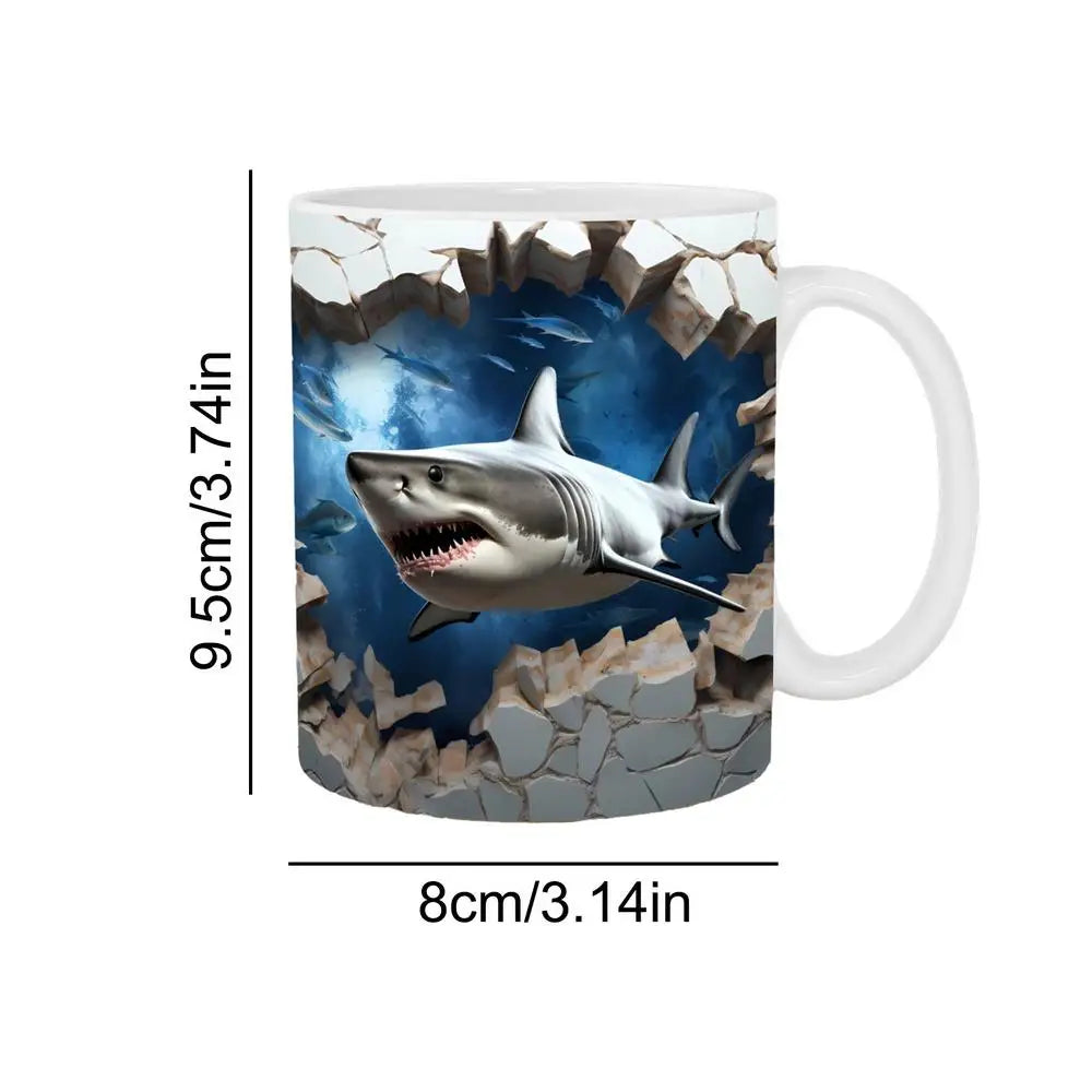 3D Shark Ceramic Mugs Ocean Ceramic Tea Cup Lovers Coffee Cup Christmas Gifts Creative Household kitchen Drinkware Accessories