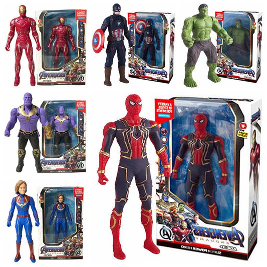 Marvel Spiderman Hulk Ironman Anime Hobby Toy Christmas Gift Movable Joints Luminous Doll Collection Handmade Model Fashion Toy