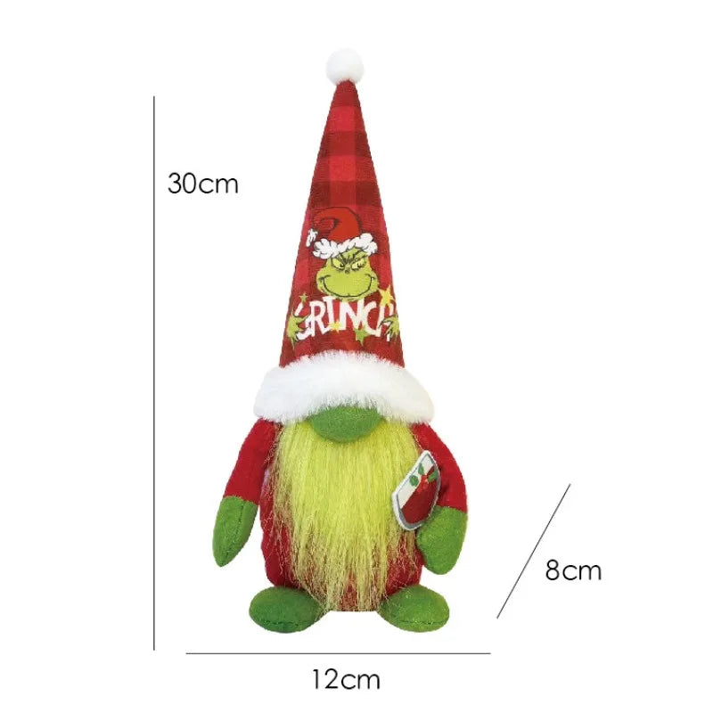 New Christmas Grinch Green Hair Monster Faceless Old Man Three-dimensional Christmas Ornament Doll Holiday Ornament