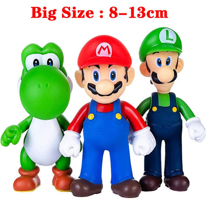 6pcs/set Super Mario Bros Cartoon Dolls Model Anime Figures Mario Creative Collectible Model Toys for kids Christmas Gift