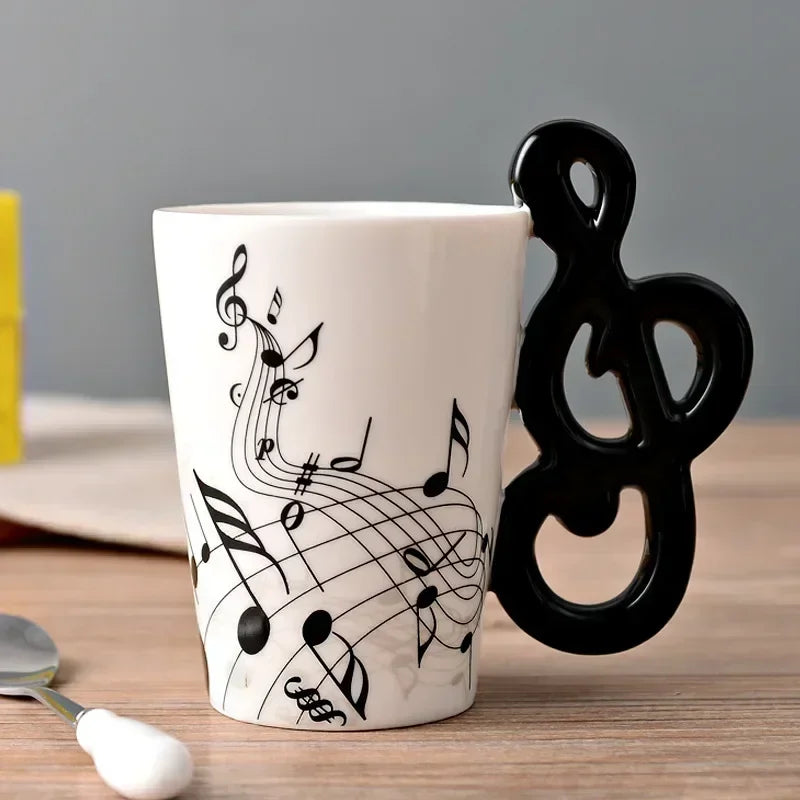 Novelty Music Note Cup Ceramic Guitar Coffee Mugs Personality Tea/Milk/Juice/Lemon Water Bottle Christmas Birthday Gift