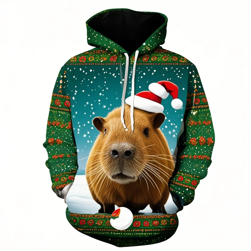 Harajuku New 3D Printing Cute Animals Capybara Hoodies For Men Women Clothing Funny Christmas Hooded Hoody Kid Sweatshirts Top