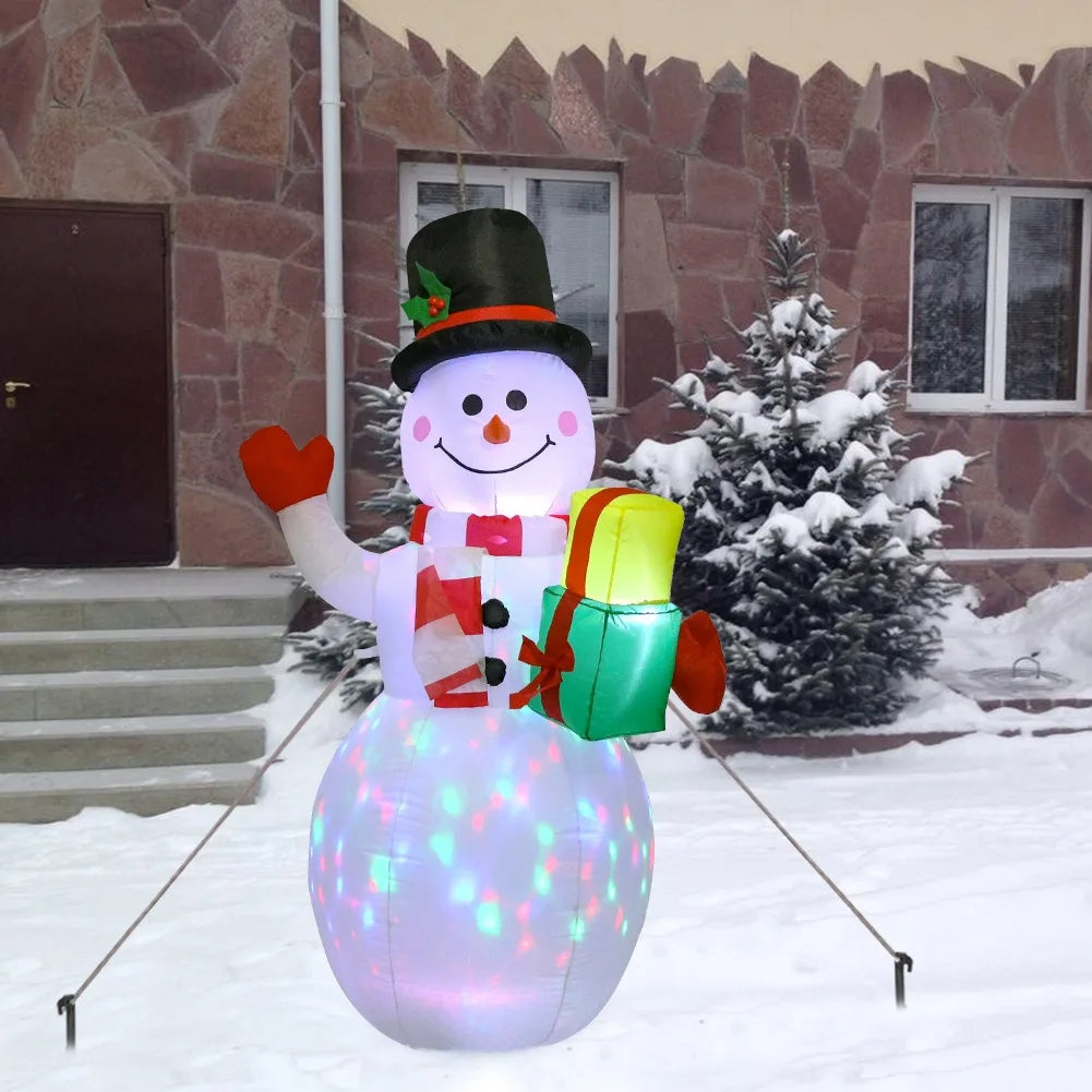 1.5M Inflatable Christmas Snowman，inflatable toys，Rotating LED Lights, Outdoor Patio Christmas Decorations, Festive Display