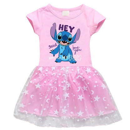 2024 New Summer Baby Girl Stitch Dresses Bag Headband Kids Christmas Party Halloween  Cosplay Costume