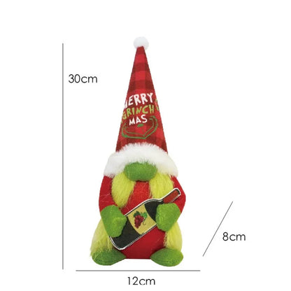 New Christmas Grinch Green Hair Monster Faceless Old Man Three-dimensional Christmas Ornament Doll Holiday Ornament