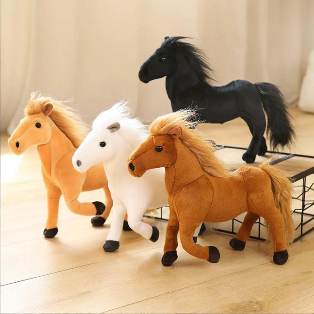 Cartoon Simulation White Black Horse Stuffed Children Plush Toy pony doll Christmas birthday gift