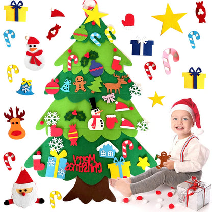 DIY Felt Christmas Tree Christmas Decoration for Home Navidad 2022 New Year Christmas Ornaments Santa Claus Xmas Kids Gifts