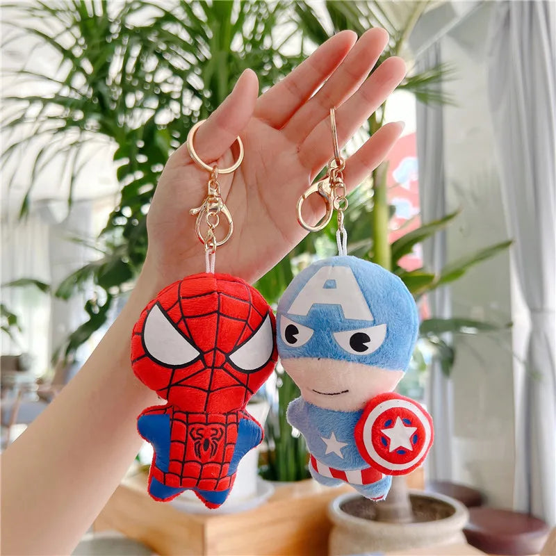 Disney Marvel Spiderman Figure Plush Keychain Toy Kawaii Hulk Iron Man Doll Soft Stuffed Toys Kids Plush Key Ring Christmas Gift