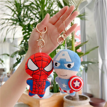 Disney Marvel Spiderman Figure Plush Keychain Toy Kawaii Hulk Iron Man Doll Soft Stuffed Toys Kids Plush Key Ring Christmas Gift