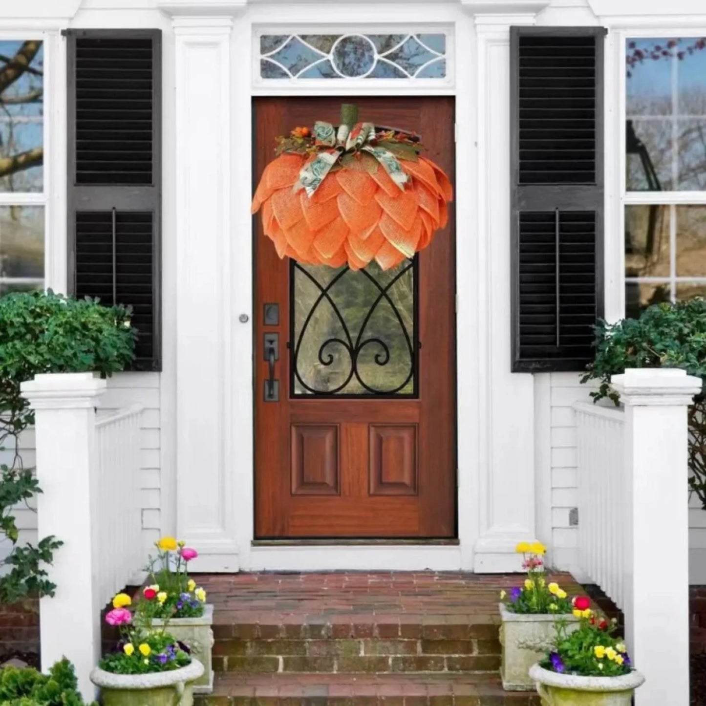 Fall Wreaths for Front Door Autumn Wreath with Berry Pumpkin Maple Leaves Halloween Thanksgiving Harvest Festival Decoration