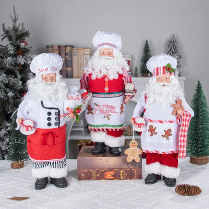 Christmas Holiday Party Supplies Santa Claus Cook 50CM Adorable Gingerbread House Chef Santa Claus Doll For Kitchen Decoration