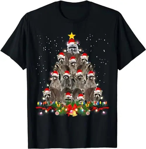 Raccoon Christmas Tree Lights Pajama Santa Racoon Lover Xmas T-shirt, Sweatshirt, Hoodie 35263