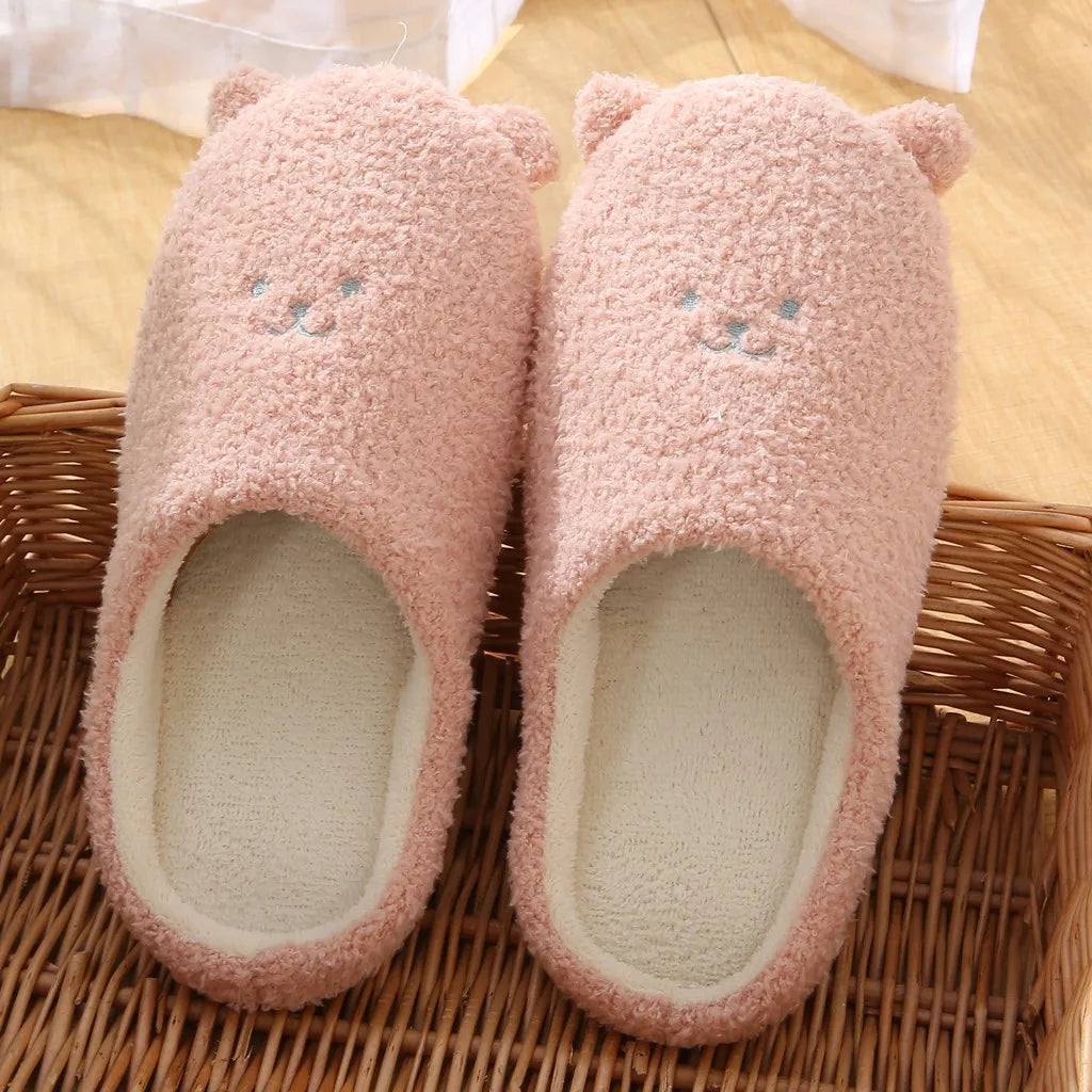 Cute Bear Women Furry Slippers Winter Autumn Spring Indoor Casual Snow Slippers Leisure Women House Comfortable Slippers