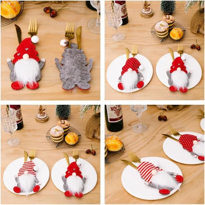 Christmas Rudolph Cutlery Sets Party Cutlery Sets Gnome Cutlery Holder Christmas Table Decoration Gnome Cutlery Holder Set